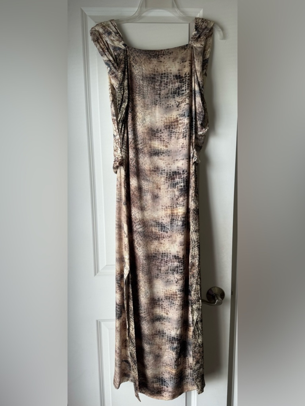 Zara Snake-Print Dress— Brown, Cream & Taupe in Small